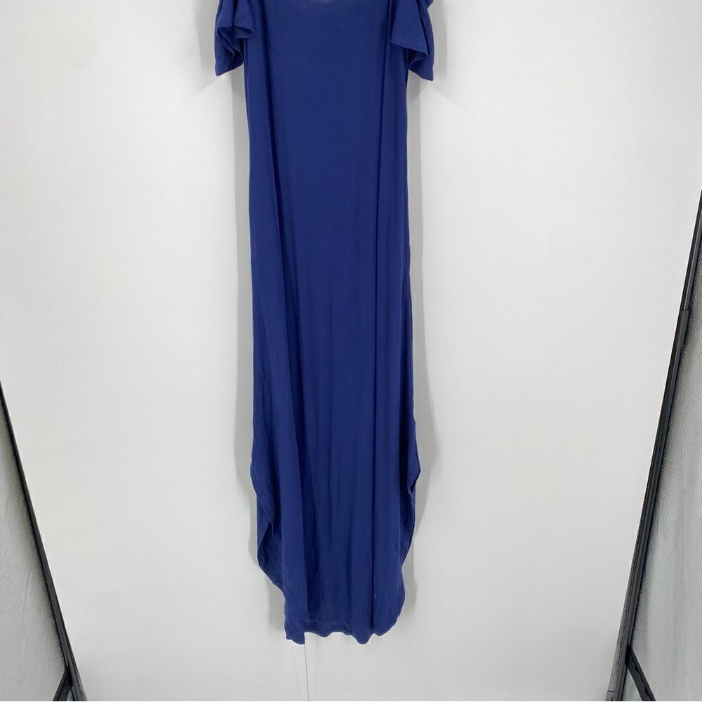 White Mark Women’s Scoop Neck Cut Out Cold Shoulder Blue Maxi Dress size M - Picture 2 of 6